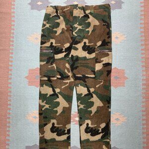 Vintage Remington camo cargo pants fleece soft woodland baggy made in USA XXL